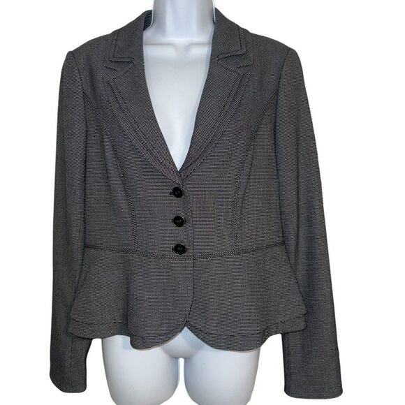 WHITE HOUSE BLACK MARKET 3-Button Tweed Textured Peplum Hem Blazer EUC Size 8 - Picture 1 of 8